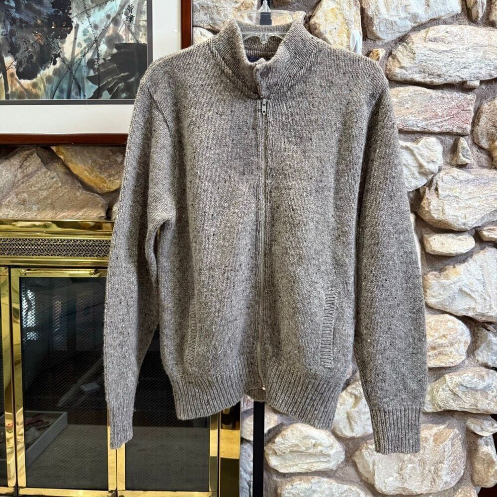 Vintage men’s Pendleton 100% pure virgin wool knit tweed zip up sweater size M